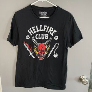 Stranger Things Mens M Hellfire Club Short Sleeve Black T-Shirt
